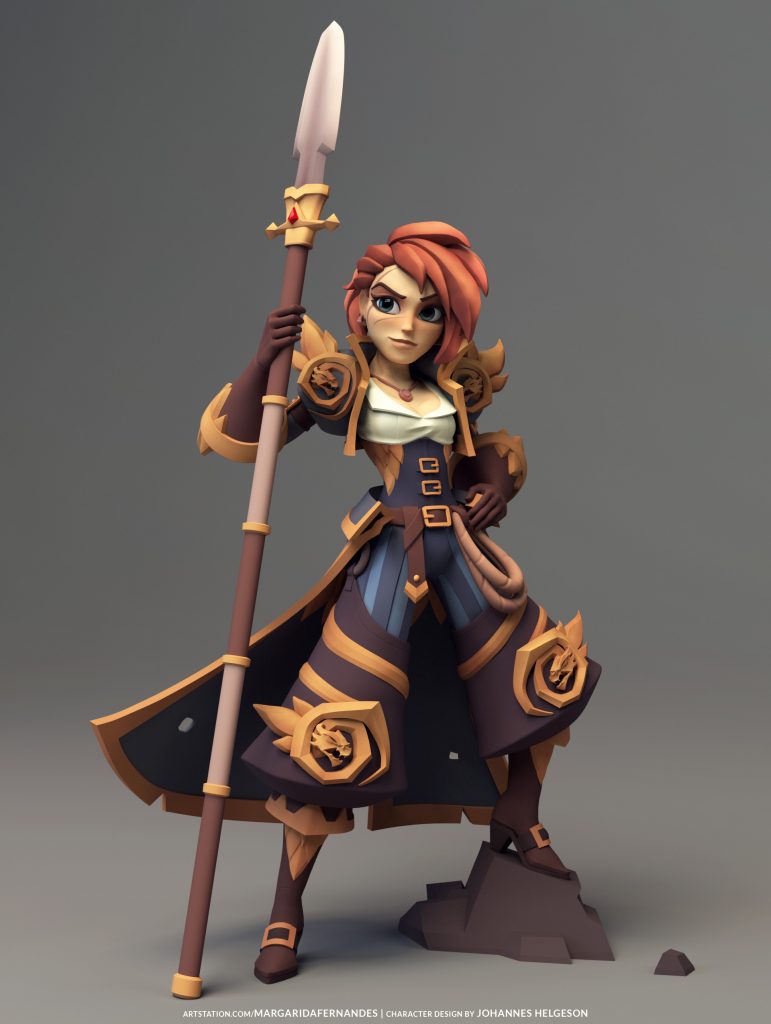Personaje 3D estilizado de una guerrera